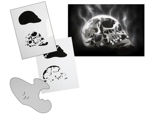 UMR-Design AS-111 Skull Smoke Plantilla para aerografía Step by Step Size M