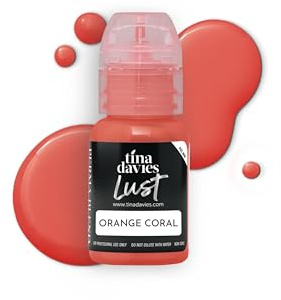Tina Davies Professional Envy & Lust Lip Pigments - Permanent Lip Makeup - Colors Heal True to Tone - High Retention - Lust Orange Coral, 1/2oz/15ml Bottle