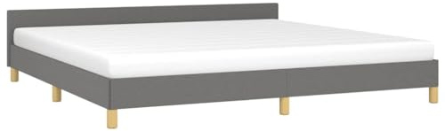 vidaXL Sängram med huvudgavel mörkgrå 200x200 cm tyg, säng, sovrumsmöbel, sängbotten, sängar, sovrumsmöbler, dubbelsäng, dubbelsängar, tygsäng