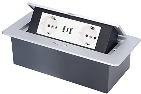 Fockety Pop-Up-Bodensteckdose, 2 Steckdosen, 2 USB-Ladeanschlüsse, Versenkter Steckdose, Power Hub für Küchentheke