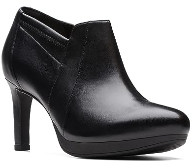 Clarks Botines Ambyr Hope para mujer, Cuero negro, 8 Wide