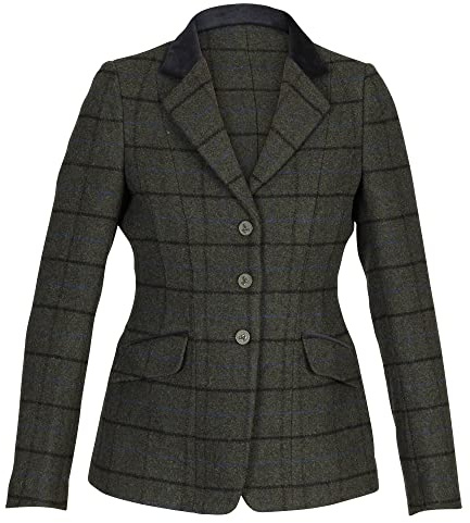 Shires Aubrion Saratoga Veste d'équitation pour femme Motif carreaux Vert foncé