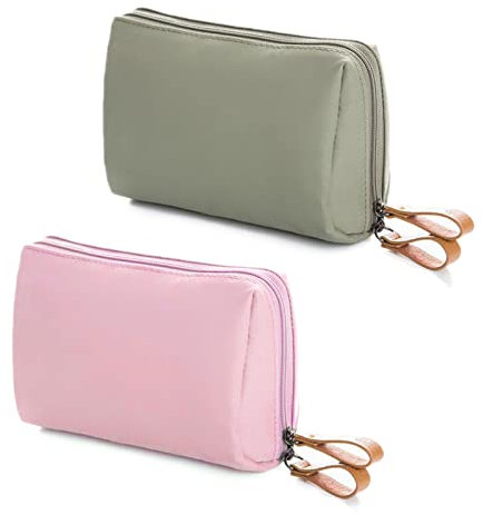 TSHAOUN 2 Pezzi 2023 nuovo sacchetto trucco viaggio per donne Nylon Sacchetto Cosmetico, borsa cosmetica multifunzione, borsa portatile impermeabile da viaggio (rosa verde)