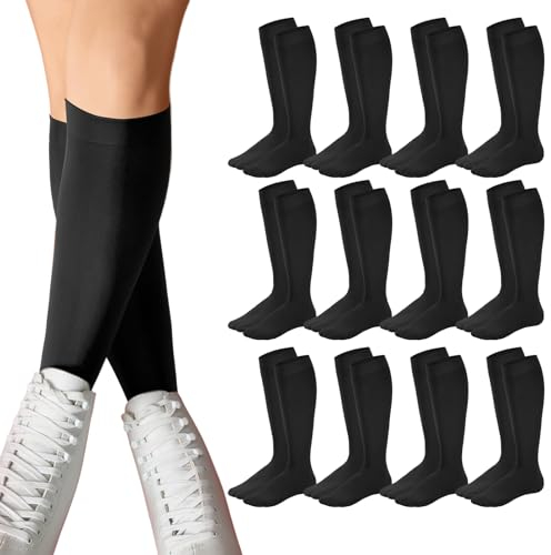 Toulite 12 Paar Eiskunstlaufsocken Eislaufsocken für Damen Mädchen Rollschuhsocken Leicht Blickdicht Fuß Tanzsocken, Schwarz, Einheitsgröße