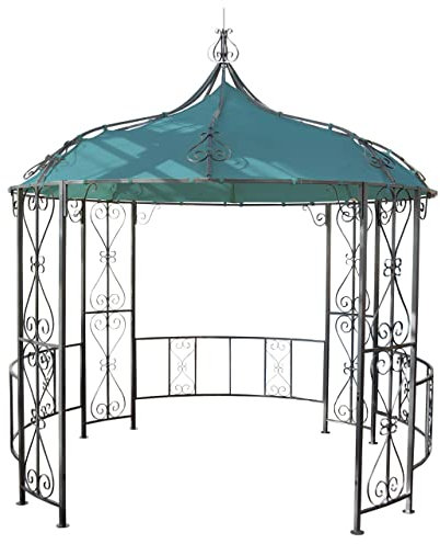 Décoshop26 - Pabellón de jardín redondo cenador carpa de recepción, marco de acero resistente, diámetro 3 m, color turquesa 04_0004063