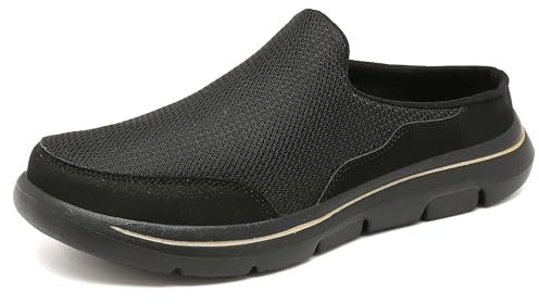 SMajong Weiche Pantoffeln Damen Herren Hausschuhe Atmungsaktive Clogs Leichte Slip On Mule rutschfest Gartenschuhe Pantoletten für Indoor Outdoor Ganz schwarz Gr.48