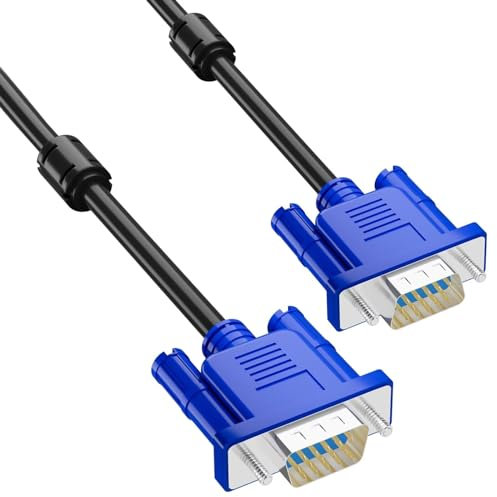 HYANGQU Cable VGA de 6 pies, cable VGA a VGA, cable VGA macho a macho para cable de transmisión de video, PC o portátil a monitor/proyector con puerto de enchufe VGA, ideal para oficina o uso