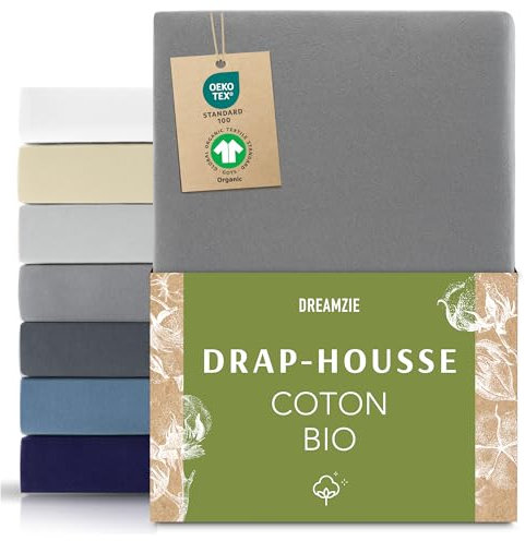 Dreamzie Premium Spannbettlaken 80x200 cm Anthrazit, Spannbetttuch aus 100% Jersey Biobaumwolle, 150 g/m² - Oeko-TEX