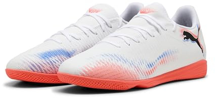 Puma Future 8 Play It Fußballschuh für Damen und Herren, Puma Weiß, Puma Schwarz, leuchtendes Rot, 44.5 EU