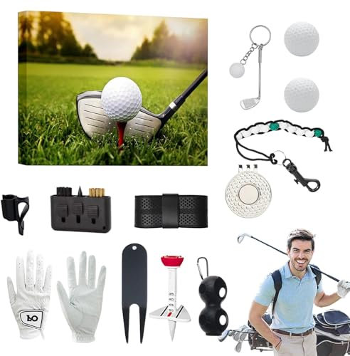 Golf adventskalender 2024 | Praktiska golfverktyg jul nedräkningskalender | Män Suprise nedräkningskalender | Unik golfspelare adventskalender med golfboll tillbehör för nybörjare vänner