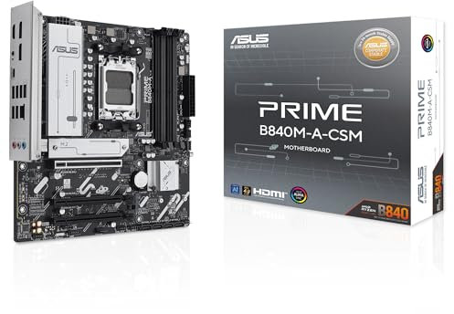 ASUS PRIME B840M-A-CSM, Scheda Madre AMD mATX, Slot DDR5, PCIe 4.0 Ready, 3 slot M.2, Ethernet Realtek 2,5 GB, DisplayPort, HDMI, USB-C da 5 Gbps Fronte e Retro, BIOS Flashback e Aura Sync
