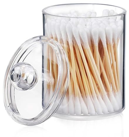 Soporte para bastoncillos de algodón acrílico transparente | Contenedor de tocador de baño para guardar y organizar | Dispensador para discos, discos y bastoncillos de algodón