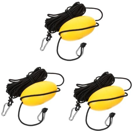 Yardwe 3St Ankerboje aus Nylon Kajakkiste Seilboje-Schwimmer Kajaksegel Surfbrett Kajak-Ablassstopfen Schwimmer im elastischen Seildesign Kanubojenball Bootsboje Angelboje Plastik Yellow