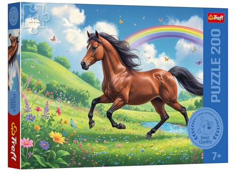 Trefl - The Treflik Family, Cheval majestueux - Puzzle de 200 pièces - Puzzle coloré avec des Animaux, pour Les Enfants de 7 Ans et Plus