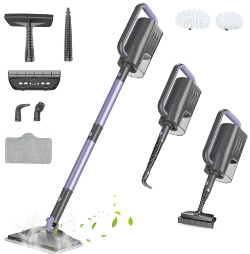 Gatlei Steam Mop, Steam Cleaner with 400ML Water Tank, 2 Washable Pads, 23FT Power Cable floor steamer, Detachable Steam Mops for sealed Hard Floors, Marble, Stone, Hardwood(Lilac)
