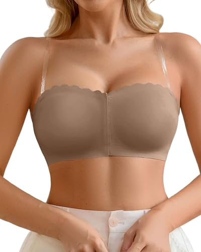 CheChury Sujetadores sin Aros Mujer Sujetador sin Tirantes Push Up Bandeau con Relleno Bralette Sexy Sostenes Básicos Sujetador Tallas Grandes Invisible Bandolera Ajustable Comodos Bra Suaves Elástico