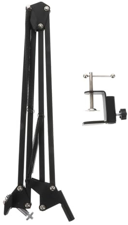 Vaguelly Support à Bras Articulé en Métal Noir Pince 1/4 pour Webcam, Support Flexible de Bureau pour Streaming et Visioconférence, Fixation Stable et Réglable pour Caméra, Accessoire
