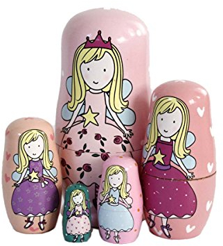 Oostifun Gobus Wooden Nesting Doll Russian Nesting Dolls Sets for Home Office Decoration Children Gifts (Pink Angels)