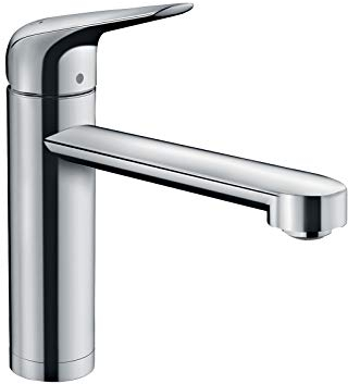 hansgrohe Vorfenster Küchenarmatur Focus M42, Wasserhahn Küche mit Auslauf Höhe 120 mm, 360° drehbar, 1 Strahlart, Chrom