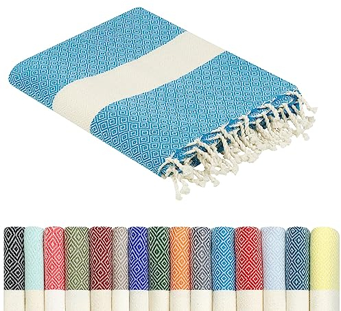 furora HOLIDAY Beach Towel for adults (cotton): Extra Large 100x200 cm / 39x79 Inch | lightweight, wearable Turkish Towel Fouta, sand free | Travel Towel, Picnic Blanket, Women Men Holiday Essentials