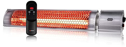 Alpina - Radiador eléctrico para terraza (interior y exterior, infrarrojo, suspendido, con mando a distancia, 2000 W)