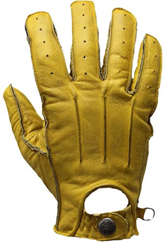 Mycl Turell Guanti da moto Easy Rider – Guanti da moto uomo – in vera pelle – Guanti da moto da uomo con rinforzo in aramide – semplici ed eleganti (giallo, M)