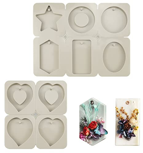 burkfeeg 2 Pezzi Stampi di Sapone Fatto a Mano, Stampi in Silicone per Sapone Stampi per Cera in Silicone con Foro per Appenderli per Gioielli Fai Da Te,Decorazioni,Artigianali Resin Mold