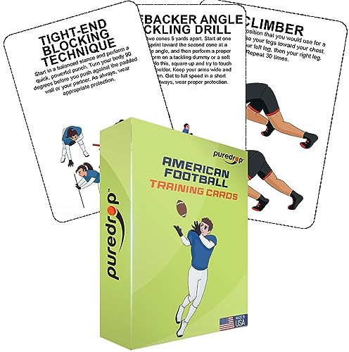 Puredrop American Football Training Equipment Aid Coach Cards Great Training Drills for Practice Exercises and Workouts at Home Activity Toys for Beginners Kids Adults and Youth Players Toss Throwing