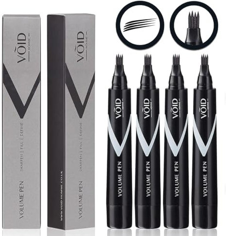 VOID Homme Beard Pen Filler for Men Instant Beard Pen & Filler Beard Pencil, Easy Beard Pen Liner, Beard Filler Pen & Beard Marker, Waterproof Pen (Dark Brown, Pack of 4)