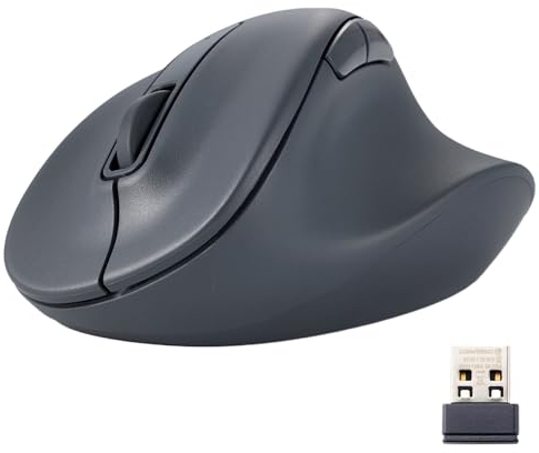 ELECOM Wireless Ergonomic Shape Mouse, 2.4GHz with Mini USB Receiver, Silent Click, Right Hand 2000DPI, 5 Buttons, Optocal Sensor, Compatible with PC, Mac, Laptop, EX-G, Msize Black (M-XGM30DBSKBK)