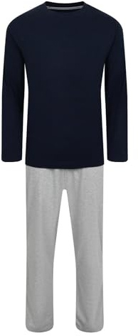 Label Cutters Mens Pyjamas Long Sleeve Long PJ Sets 5 Colours Sizes S - XXXXXL (NVY/Gry L)