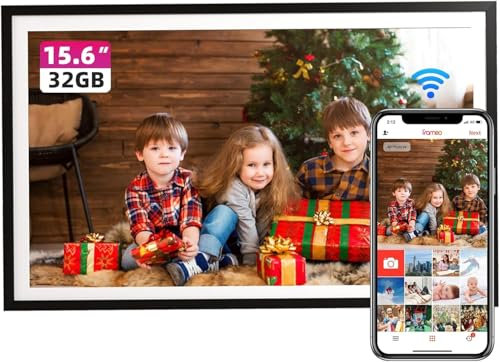 Aorpdd 15.6 Inch WiFi Cloud Digital Photo Frame, 1920 * 1080 Resolution 16:10 HD IPS Touch Screen Display, 32GB Storage Space,Share Your Photos and Videos via Frameo App at Anytime and Anywhere