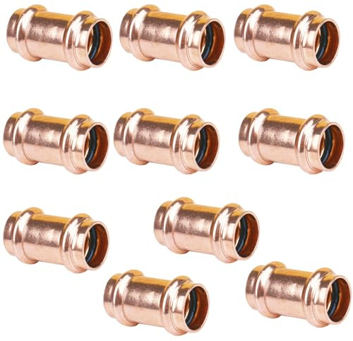 WHK 10 PackS 3/4 Press Propress x 3/4 Copper coupling Adater Fittings Connect From Cooper to Cooper Pipe(Lead-Free,No Stop)