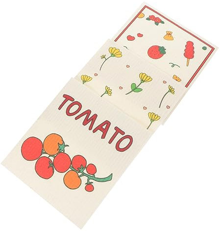 HOMOCONO 3pezzi Panni Per Lavare Piatti Microfibra Assorbente Asciugamani Da Cucina Multiuso Per Pulizia Colori Vivaci Fragola