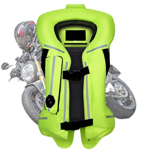 GDNKP Gilet Airbag Moto, Gilet Réfléchissant Homologué Réutilisable, Veste Pour Homme Et Femme Avec Protections,Vert,L