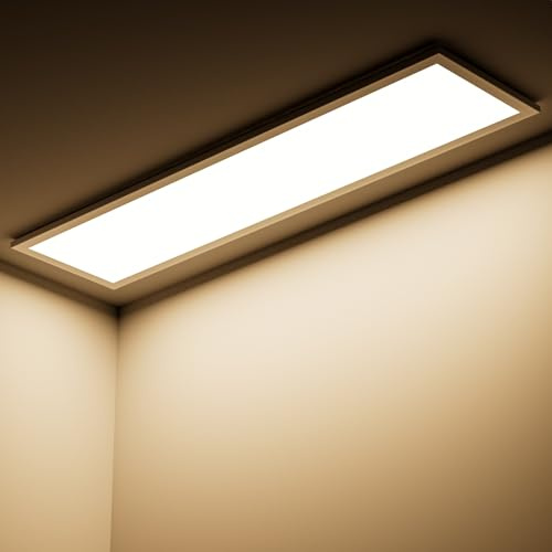 LuJasi Plafon Led Techo, 36W 3600LM Panel LED, 4000K Luz Blanca Neutra, Ultra Plano 100x25CM Efecto Retroiluminación Lampara Cocina Techo Blanco