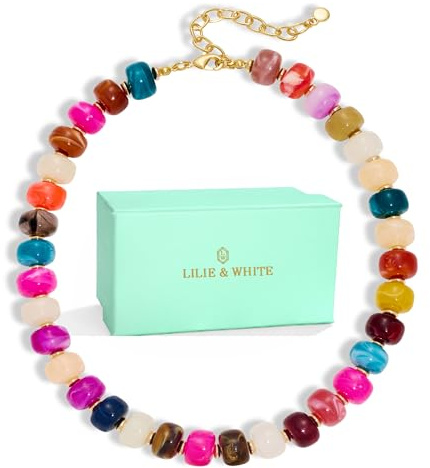 LILIE & VIT harts tjockt pärlhalsband för kvinnor minimalistiskt modernt uttalande halsband smycken accessoarer, Medium, Mässing, Ingen ädelsten