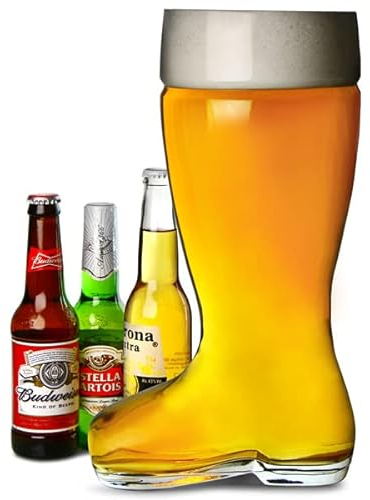 bar@drinkstuff Giant Glass Beer Boot 5 Pint - Case of 4 - Bierstiefel, Oktoberfest Cocktail Sharer, Ice Bucket