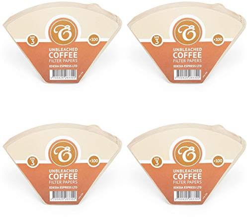 400 Size 3/102 Coffee Filter Paper Cones, Unbleached by EDESIA ESPRESS