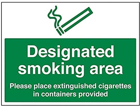 V Safety Place Cigarettes In Container Provided Prohibition Sign - 400mm x 300mm - 1mm Rigid Plastic
