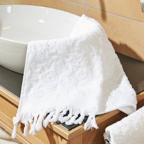 done.® PROVENCE ORNAMENTS Handtuch Set 4-tlg. Bright Whith mit Fransen