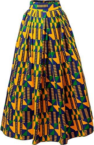 Afrikansk traditionell kostym för kvinnor, ankara-tryck, kjol dashiki, långa kjolar, D, S