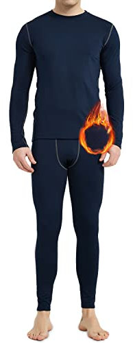 Arcweg Thermounterwäsche Herren Funktionsunterwäsche Thermo Winter Skiunterwäsche Elastisch Atmungsaktiv Thermowäsche Set Sport Unterwäsche Lang Thermounterhemd Base Layer Set Blau M(EU)