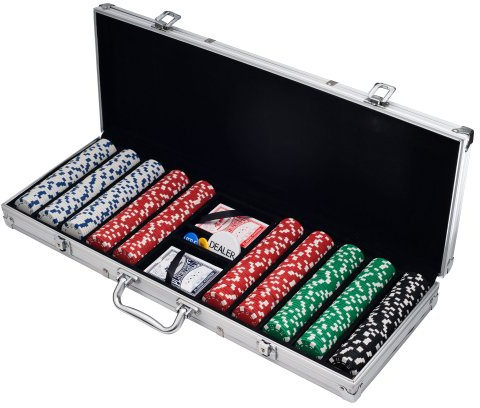 Poker Chip Set - 11.5g Poker Set with Cards, Buttons, Carrying Case, and 500 Chips for Texas Hold'em and Blackjack Games by Trademark Poker