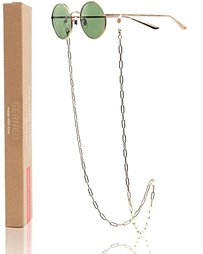 GERNEO® - Miami – Maskenhalter & Brillenkette Gold - korrosionsbeständig – einzigartig hochwertige Brillen Kette & Brillenband für Sonnenbrille & Lesebrille - Brillenkette mit Karabiner