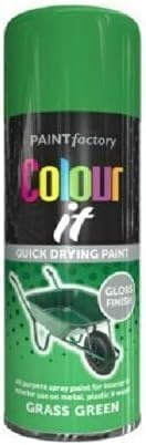 HOMION Colour it prime spray paint 400ml sunshine gloss or matt finish quick drying metal wood aerosol (1, GRASS GREEN GLOSS)