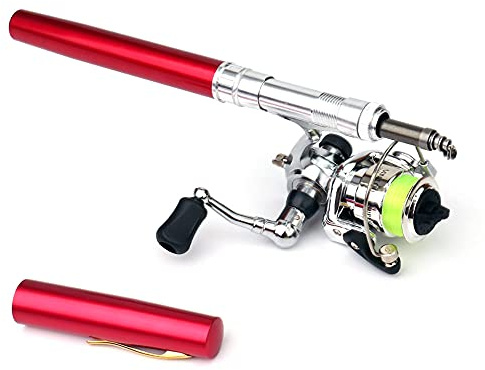 Doorslay Pocket Collapsible Fishing Rod and Reel Combo - Mini Pen Portable Telescopic Rod Kit for Saltwater Freshwater Sea