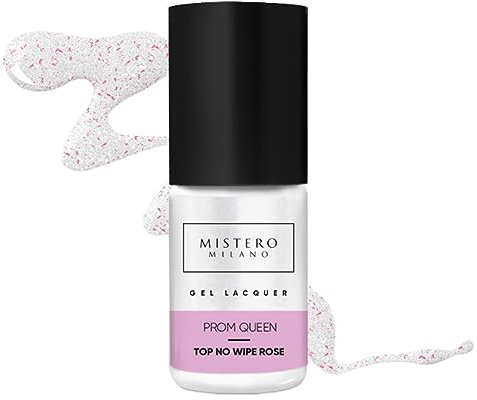 Mistero Milano PROM QUEEN ROSE TOP NO WIPE Top Hybridlacke - Dispersionsfreier Top - Hybrid-Top - Schützt das Gesamte Nageldesign - Top Coat Nagellack für Nägel Behandlung - UV/LED - 7ml