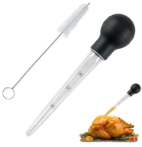 Siringhe per Arrosti e Pennello，Iniettore per Marinata con Pennello，Baster per tacchino con Spazzola per Pulizia