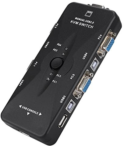 Cable para Monitor de Computadora, Conmutador KVM USB de 4 Puertos con Svga, Vga y Monitores para una Conectividad Versátil Conmutadores Conmutador de Teclado y Mouse para